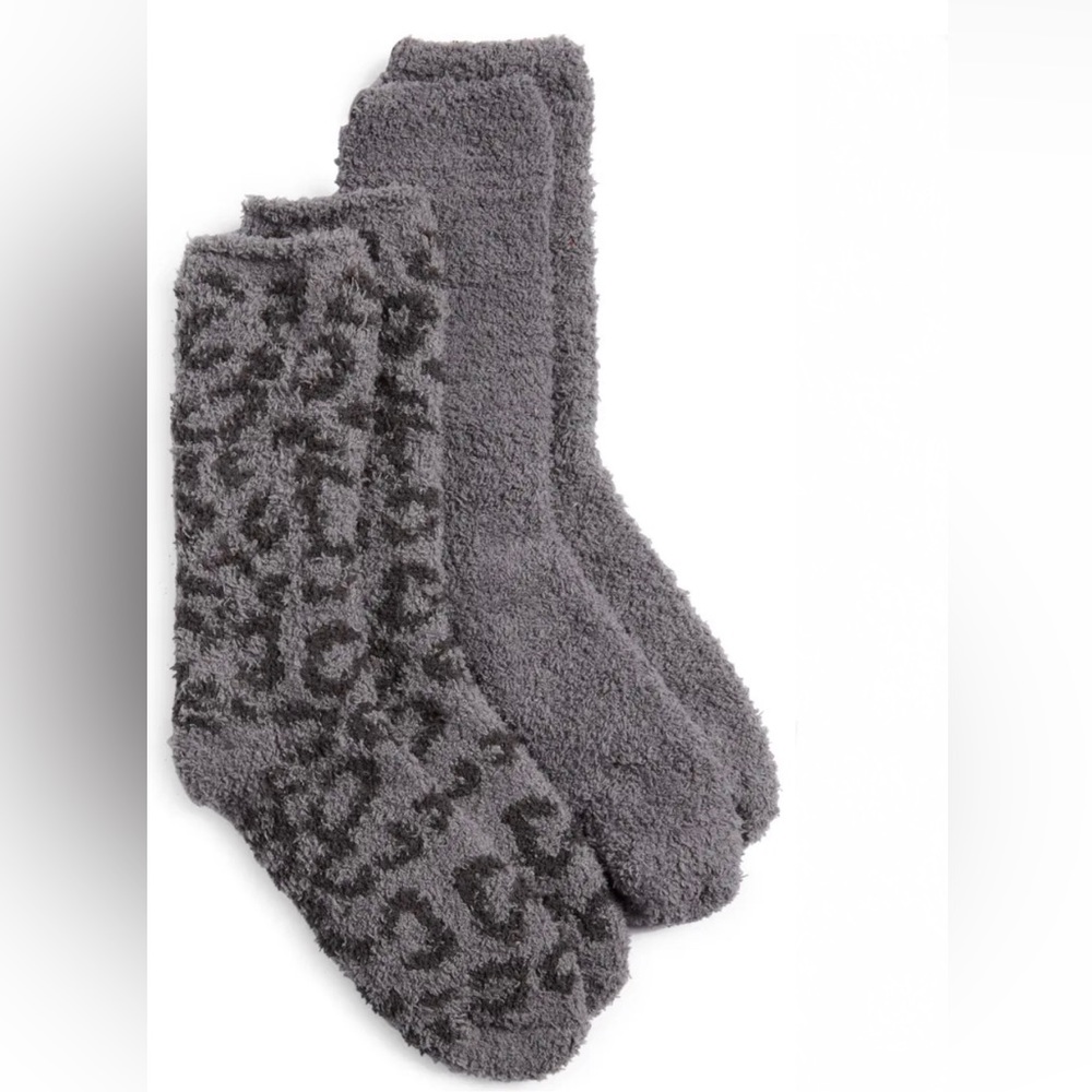 NWT BarefootDreams CozyChic ‘In the Wild’ crew socks-carbon/black